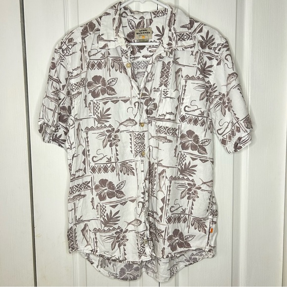 Quiksilver Other - Quiksilver Waterman White and Brown short sleeve, button-down, casual Shirt L